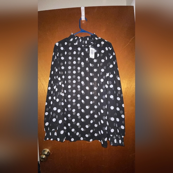 Torrid- Chiffon Smocked Mock Neck Blouse NWT - Picture 2 of 5